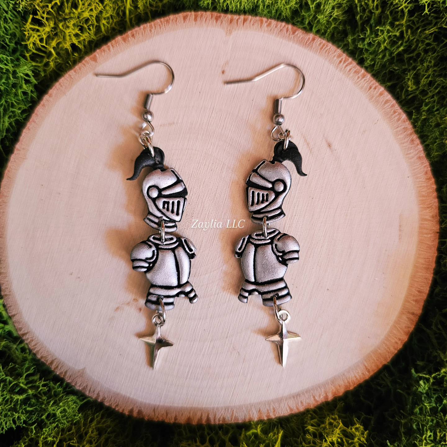 Knight Dangle Handmade Clay Earrings