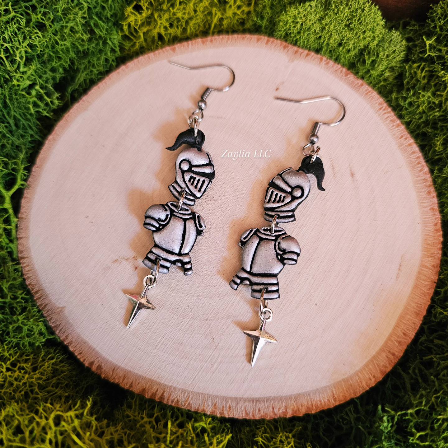 Knight Dangle Handmade Clay Earrings