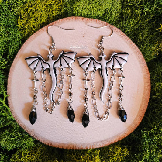 Silver Dragon Handmade Clay Earrings