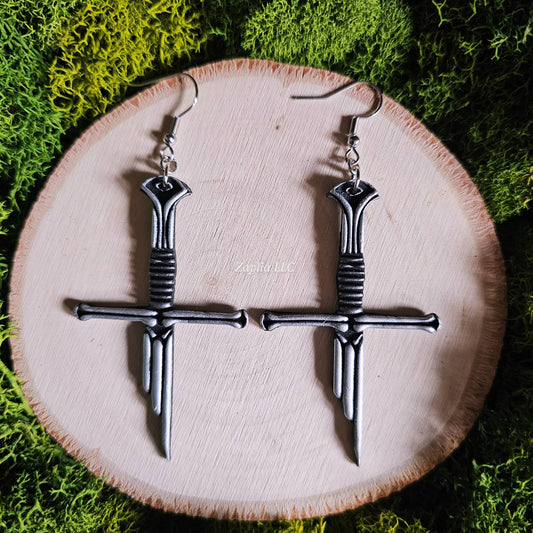 Broken Sword Handmade Clay Earrings