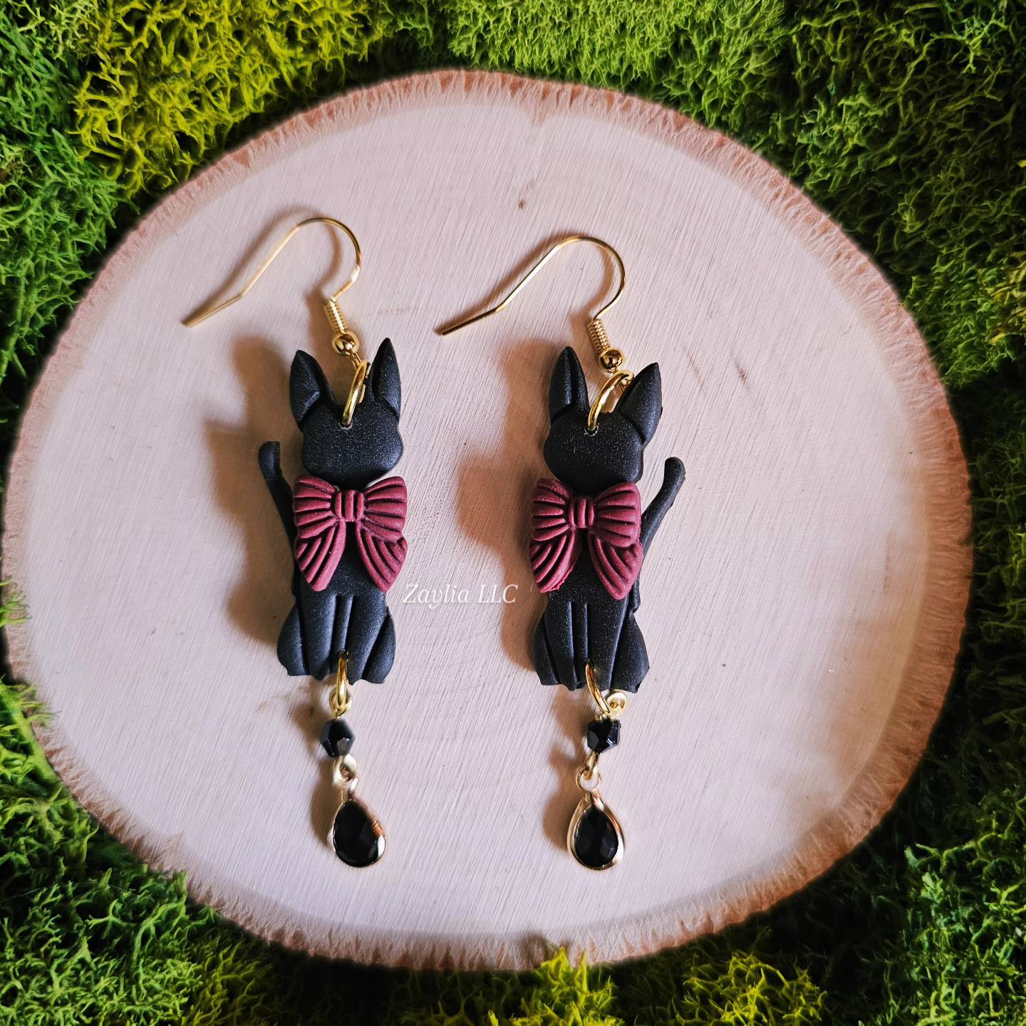 Black Cat Handmade Clay Earrings