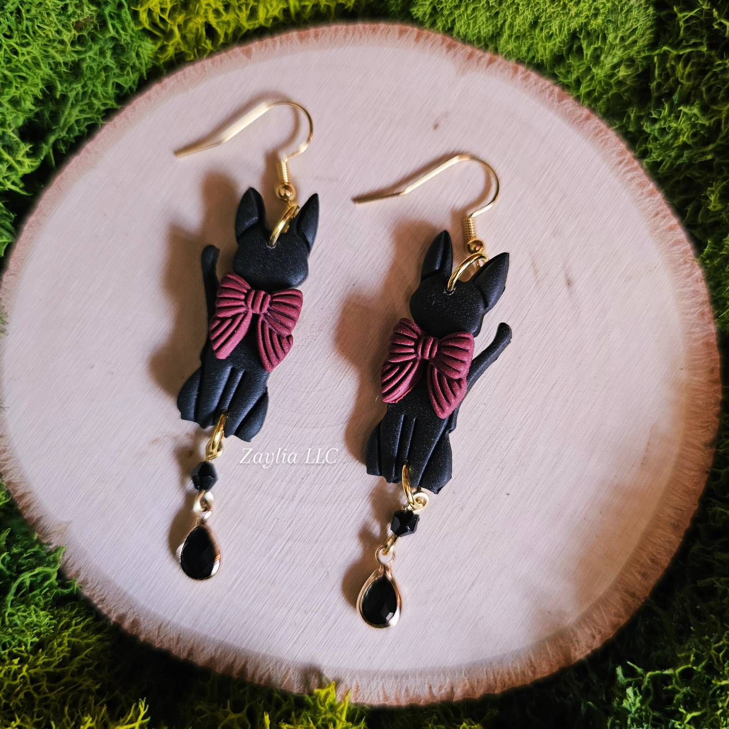 Black Cat Handmade Clay Earrings