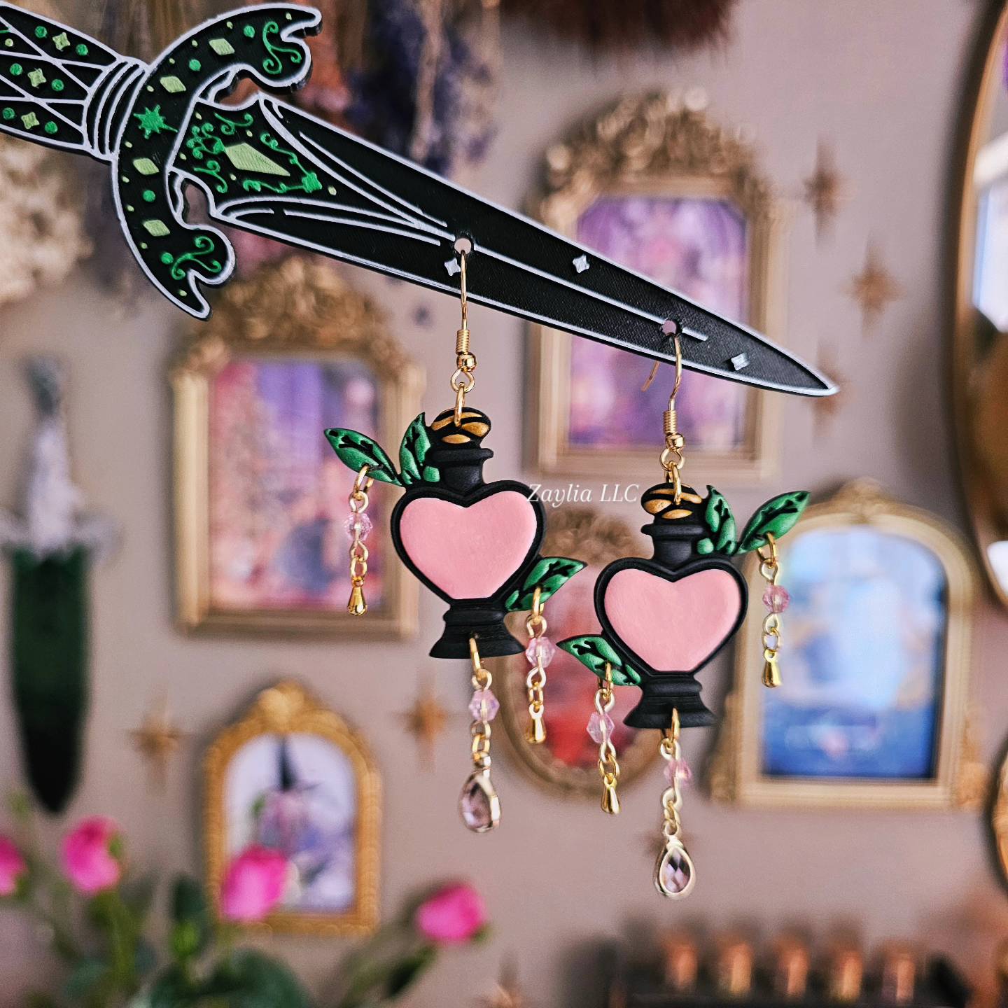 Love Potion Beaded Handmade Clay Earrings