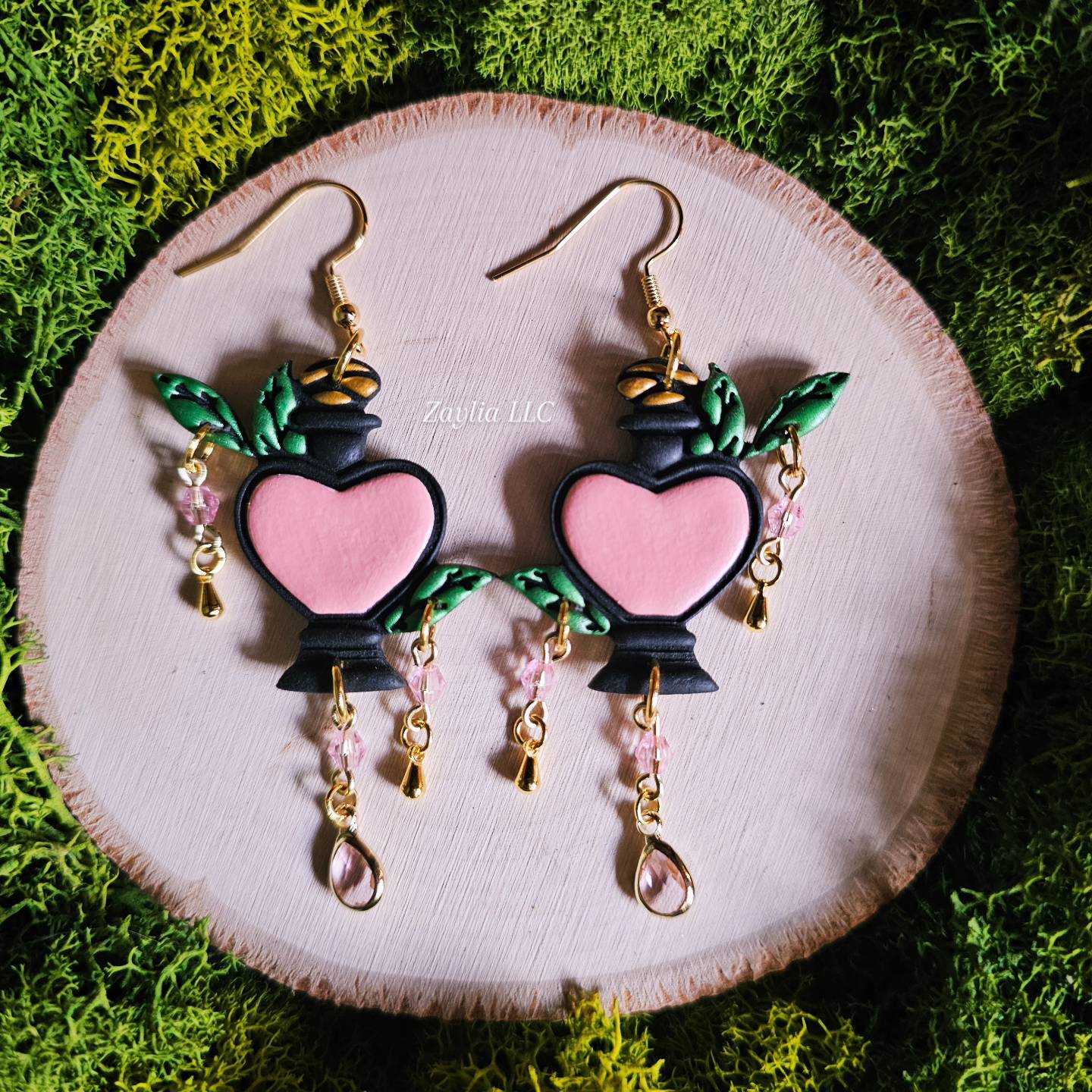 Love Potion Beaded Handmade Clay Earrings
