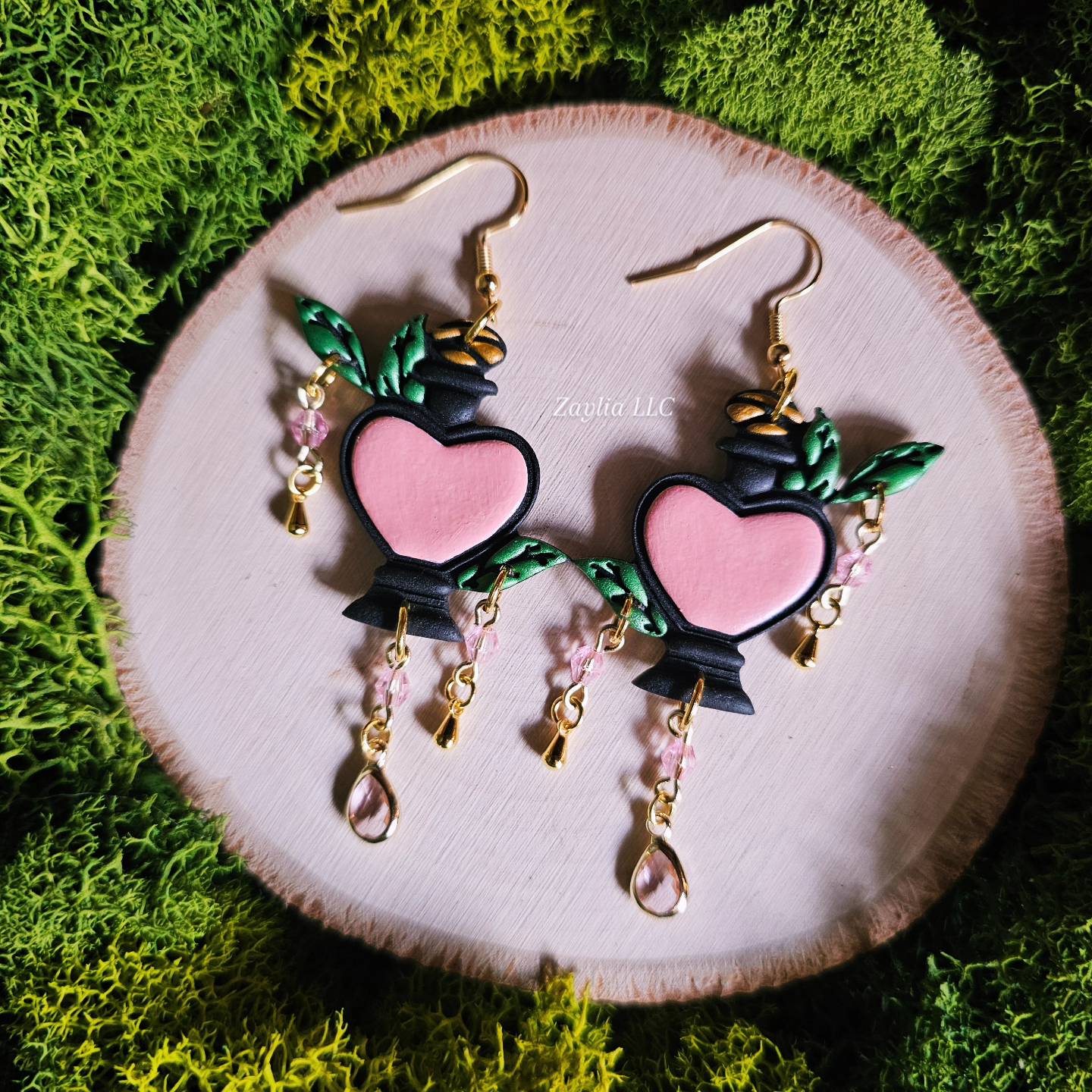 Love Potion Beaded Handmade Clay Earrings