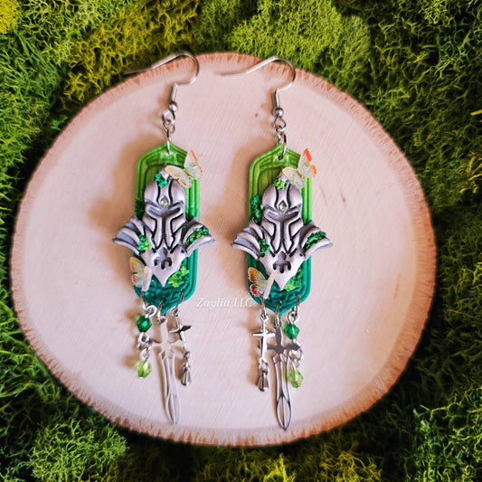 Medieval Mossy Knight Handmade Clay Earrings
