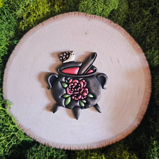 Handmade Cauldron Clay Pin