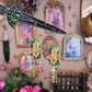 Medieval Mossy Golden Knight Handmade Clay Earrings