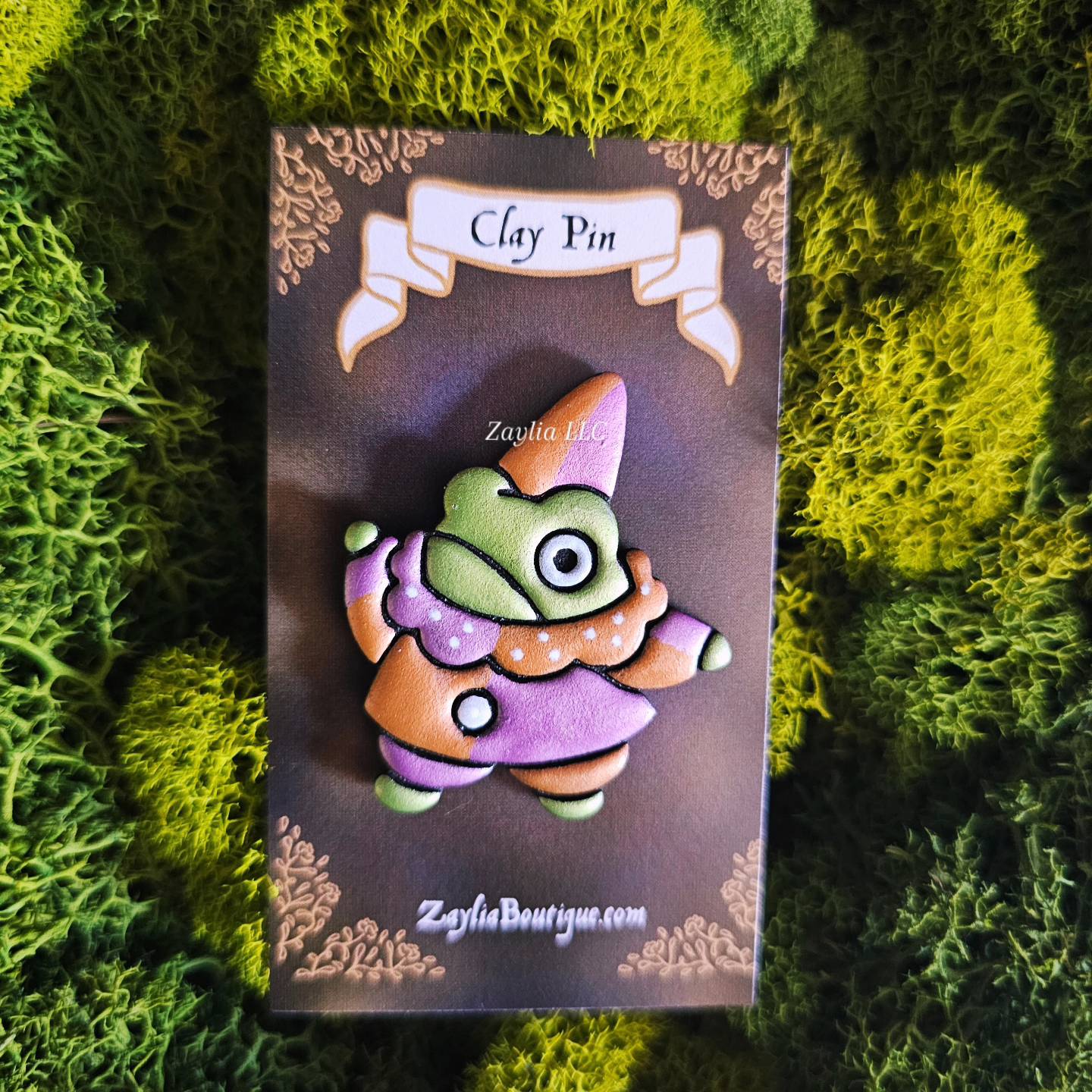 Handmade Jester Frog Clay Pins