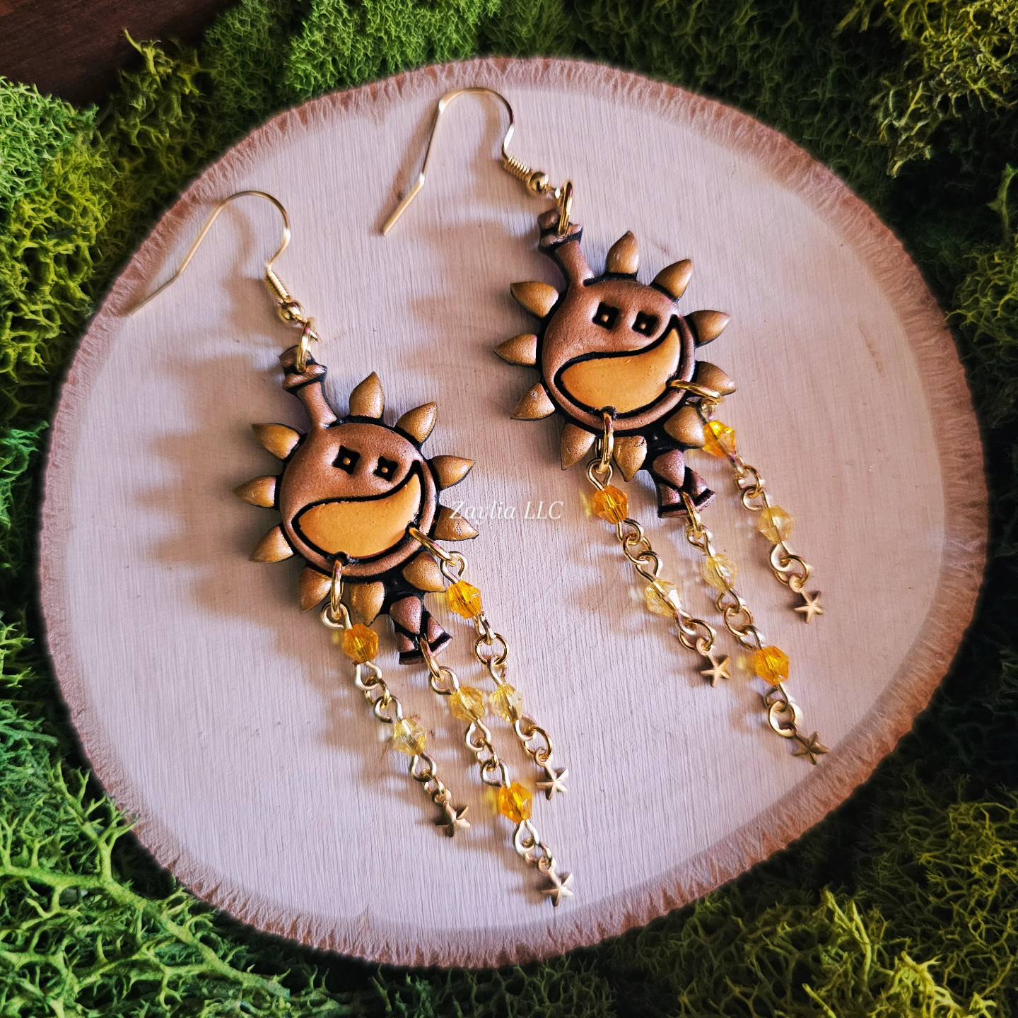 Sun Potion Beaded Handmade Clay Earrings