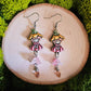 Pink Floral Girl Handmade Clay Earrings