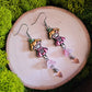 Pink Floral Girl Handmade Clay Earrings