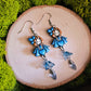 Blue Floral Girl Handmade Clay Earrings