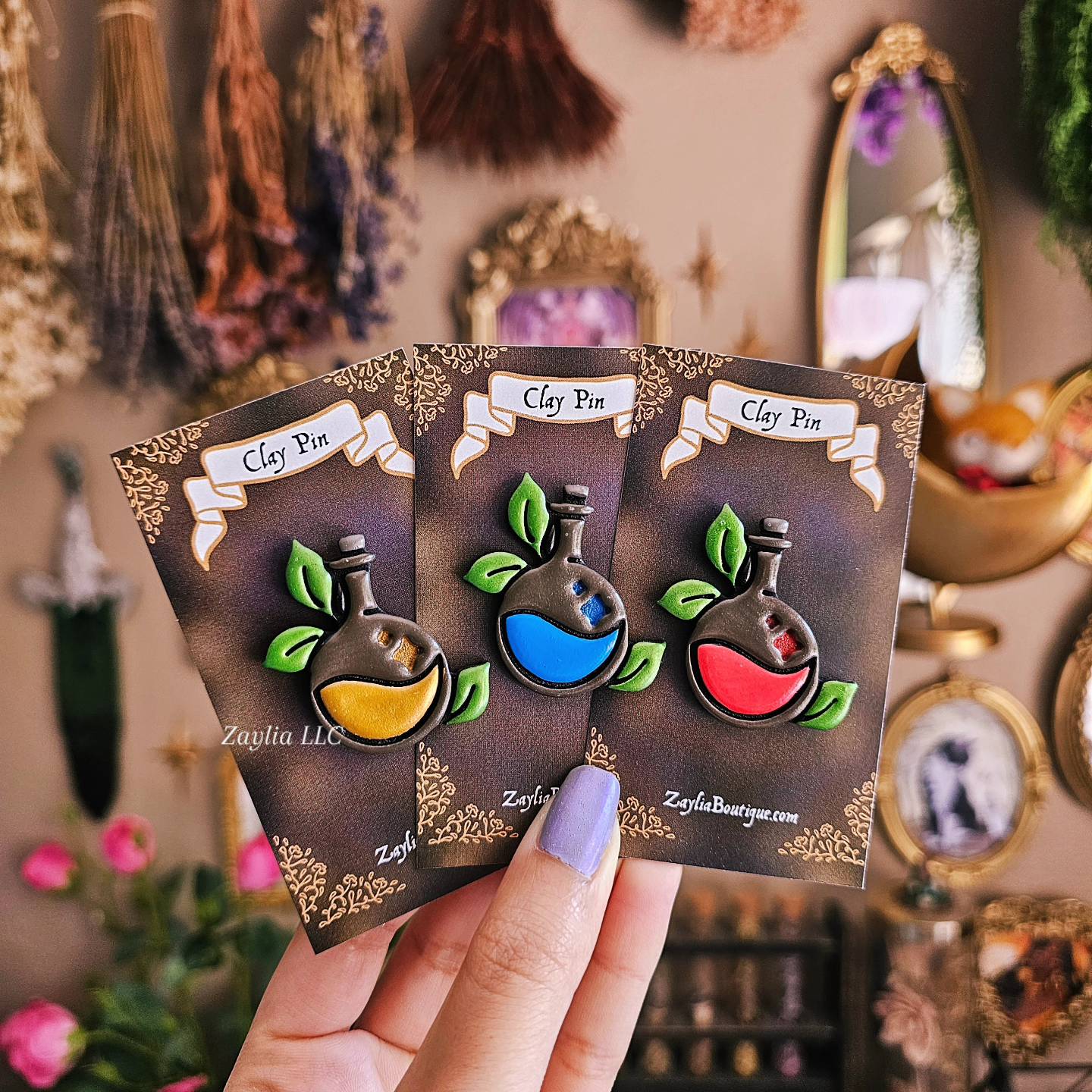 Adventure Potion Handmade Clay Pins