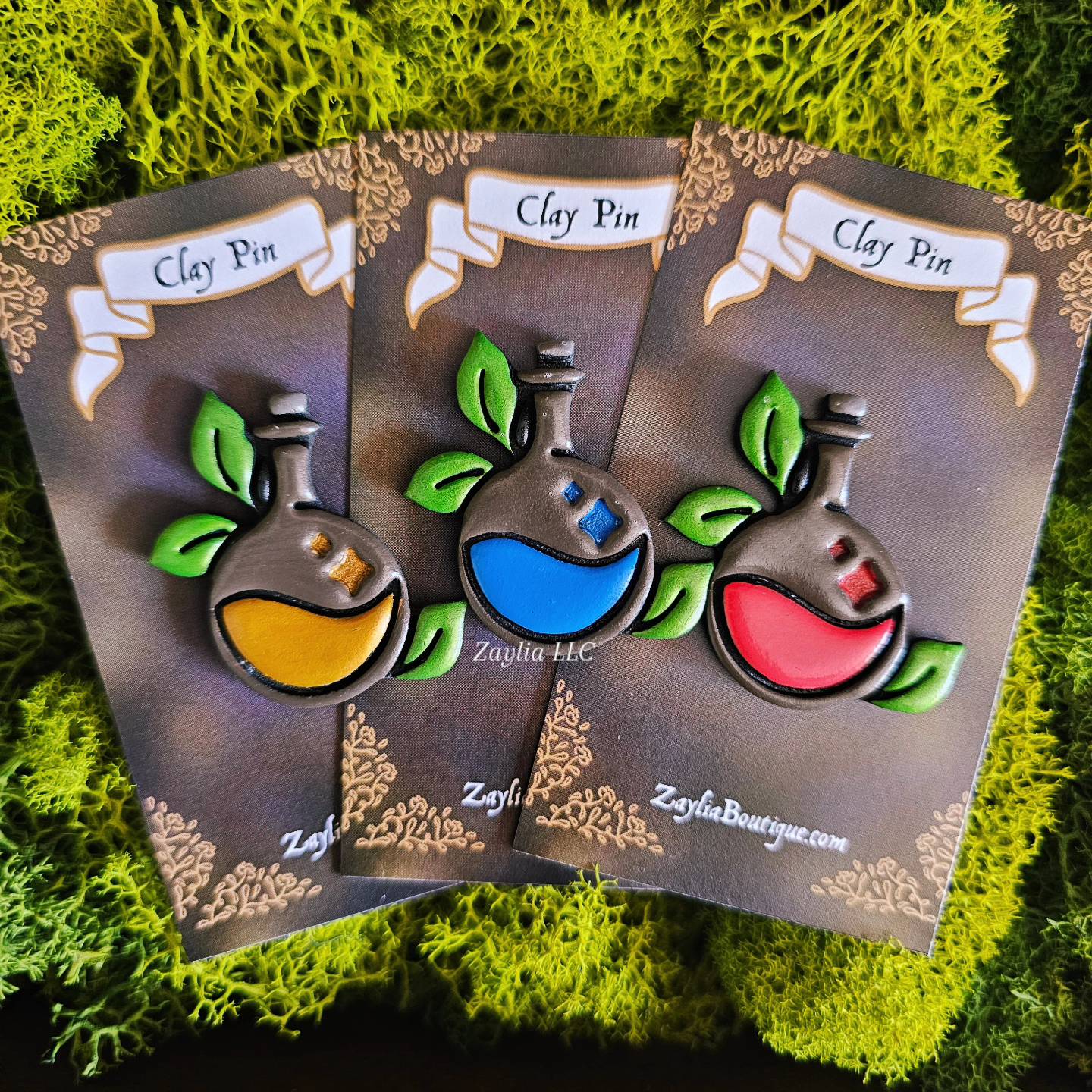 Adventure Potion Handmade Clay Pins