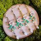 White Blossom Floral Sword Handmade Clay Earrings