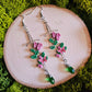Pink Tulip Floral Silver Sword Handmade Clay Earrings