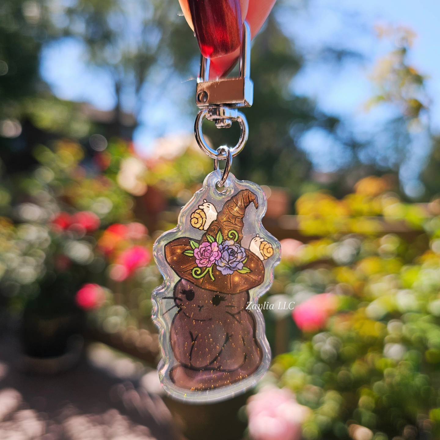 Black Cat with Witch Hat Acrylic Keychain
